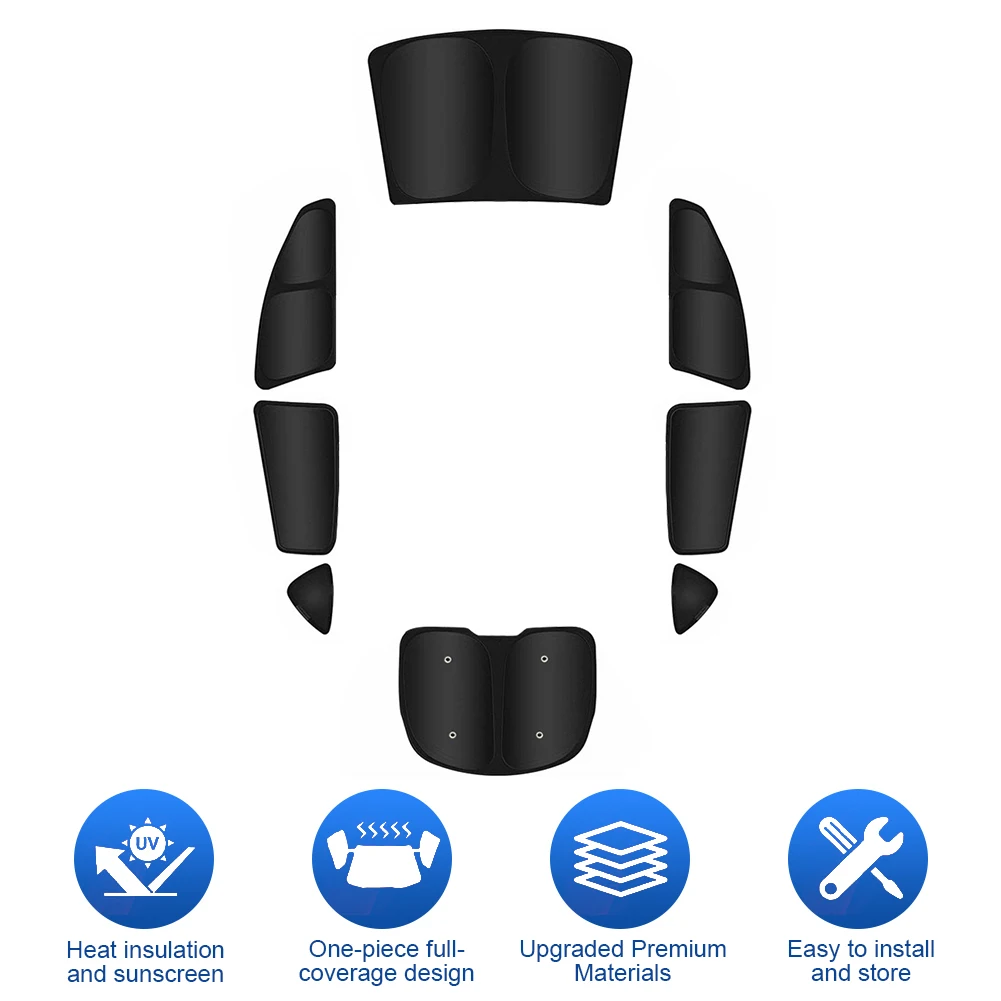 8Pcs/Set Car Multi Sun Shade Ultraviolet Isolation Car Windows Sun Shade Total Blackout Sun Visors for Tesla Model Y 2020-2024
