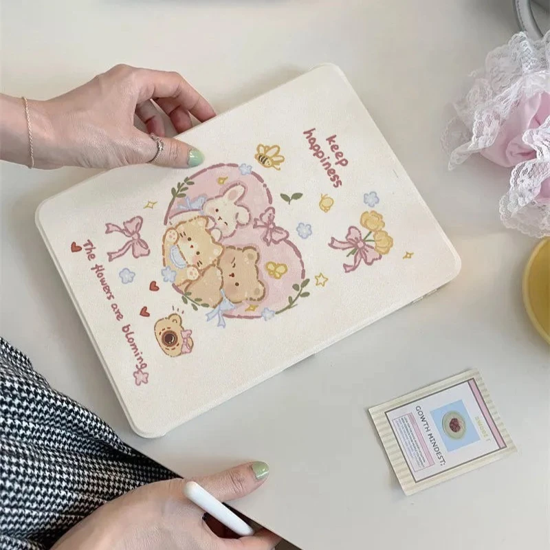 Cartoon Design 360-Degree Rotation Smart Tablet Cover with Pencil Holder