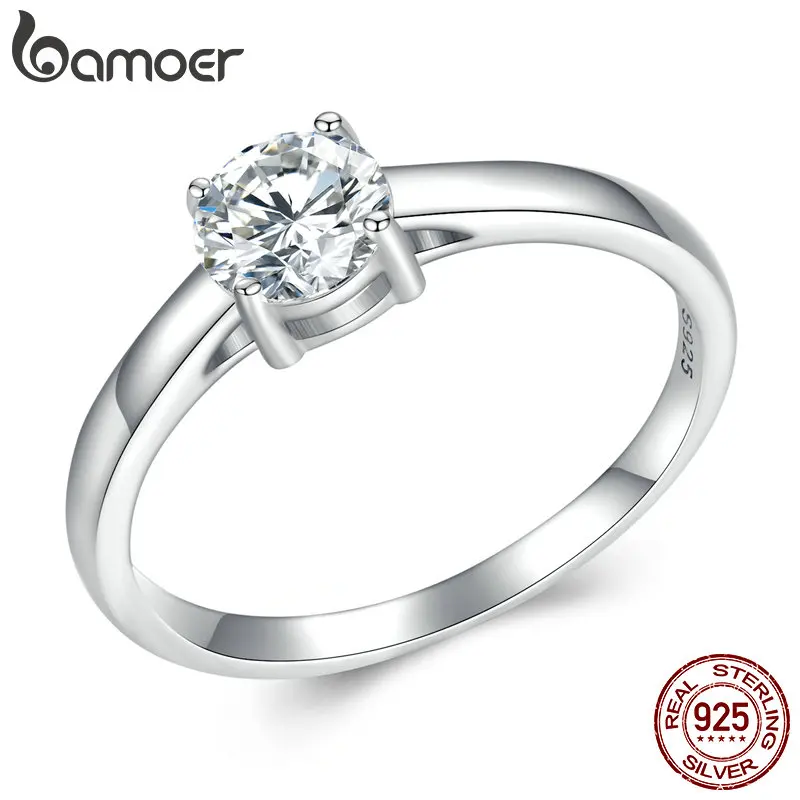Moissanite Ring 925 Sterling Silver Engagement Ring Solitaire 4 Prongs Eternity Band For Women silver rings,silver ring,moissanite ring,wedding rings