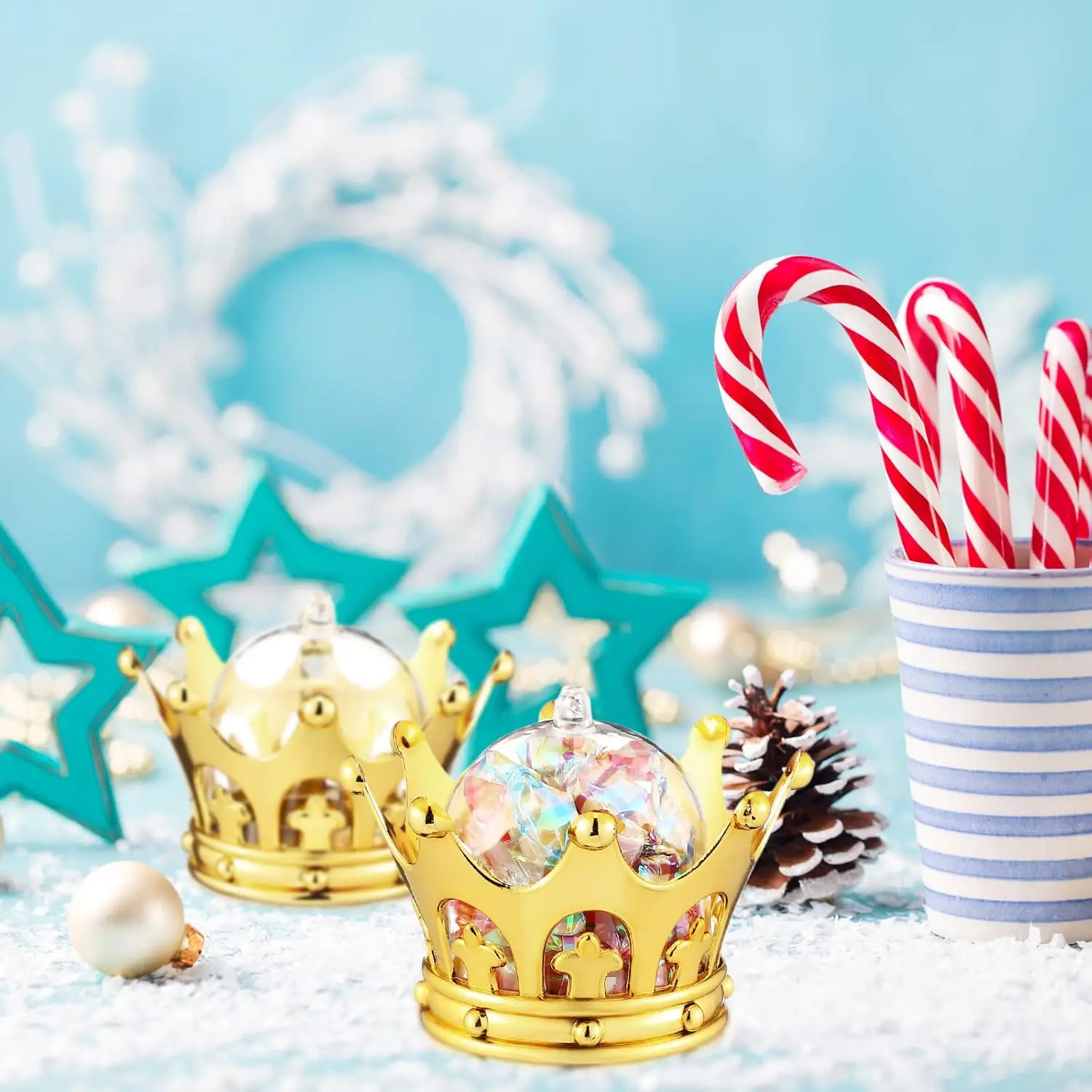 Scatole Caramelle A Forma Di Corona Dorata - 12 Pezzi Per Feste E Baby Shower | Decorazioni Princess - Foto 2