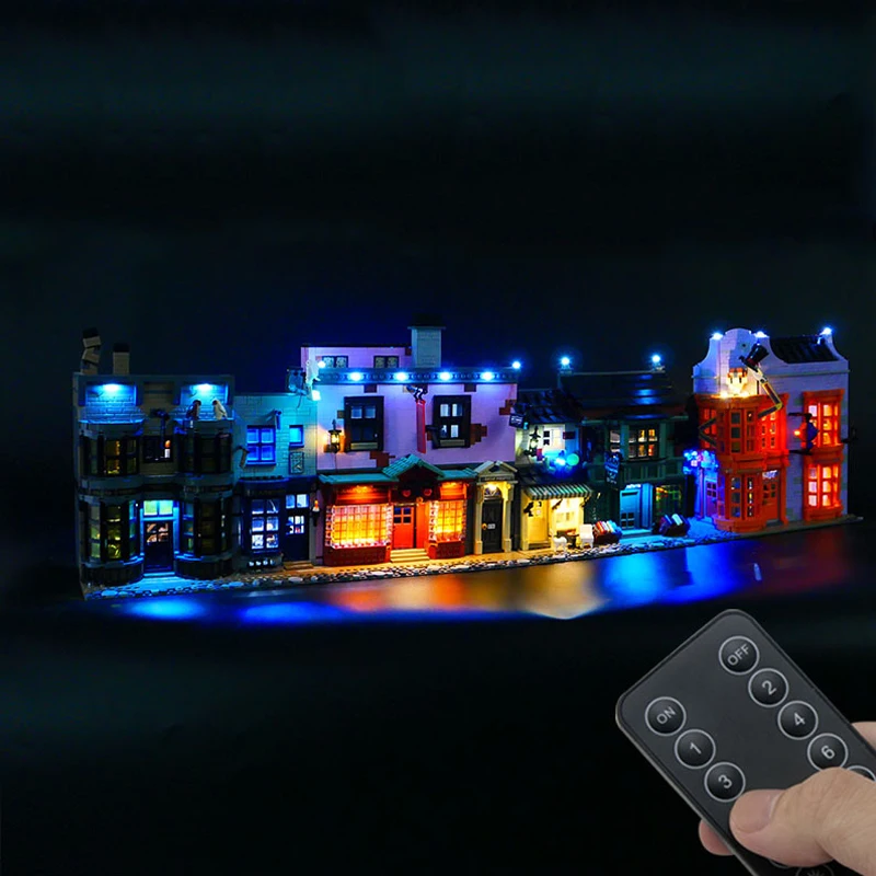 Kit Luci A Led Rc Per Lego 75978 Diagon Alley Block Building Blocks Giocattolo In Mattoni (Solo Luce A Led, Senza Modello Di Blocchi)