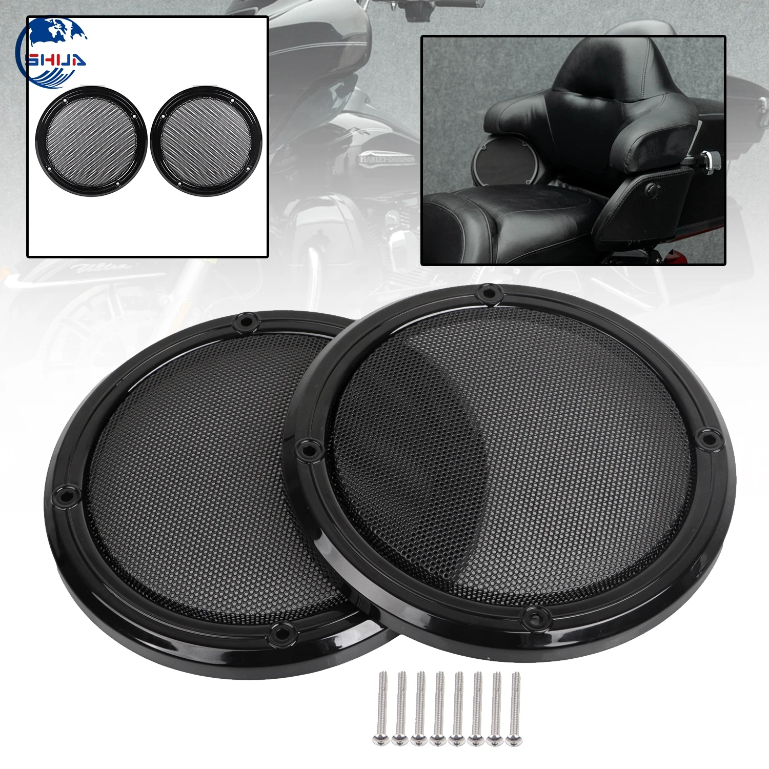 Tour Pack Fairing Mesh Speaker Grills Covers For Harley Touring Road Glide Limited FLTRK Ultra FLTRU Black Left Right
