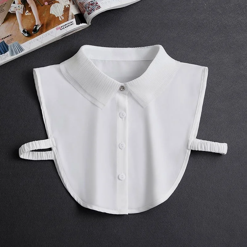 

False Collar Women Sweater Shirt Decoration Versatile Double Layer Pleated Black White