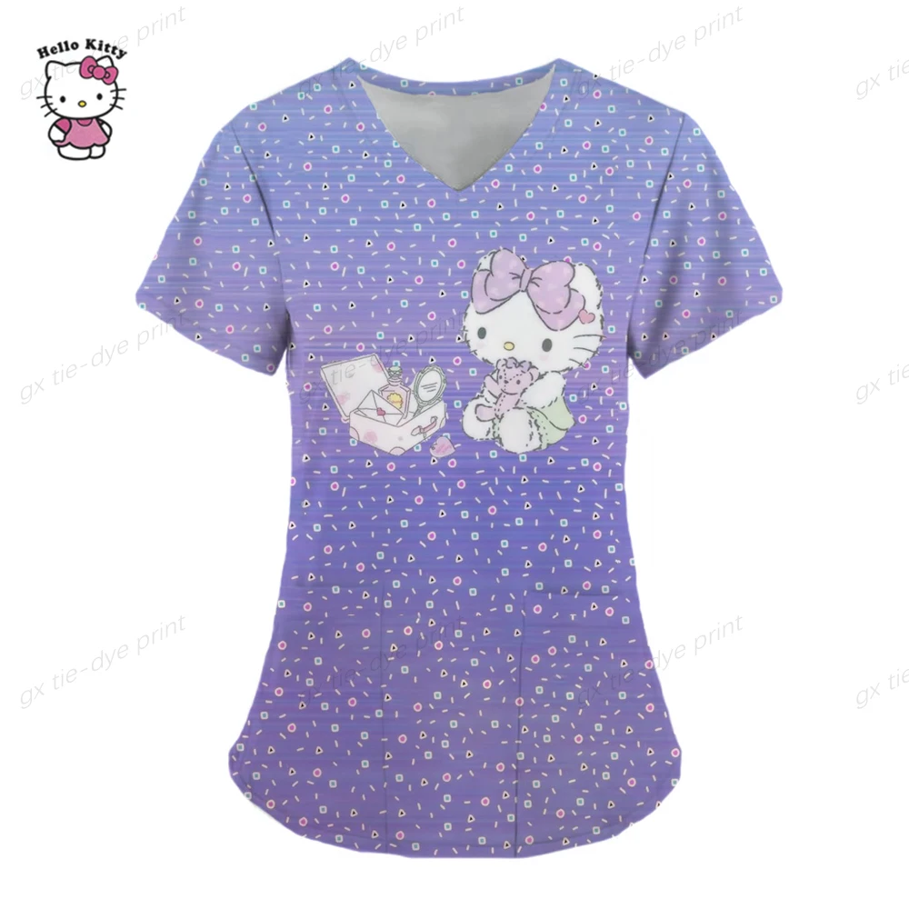 thumbnail image 1 of Camiseta Hello Kitty Camisetas Uniforme Enfermera Bolsillo Hello Kitty Cuello V Ropa Mujer Tops Hospital Top Mujer 2023 Uniforme Cuello, 1 of 4