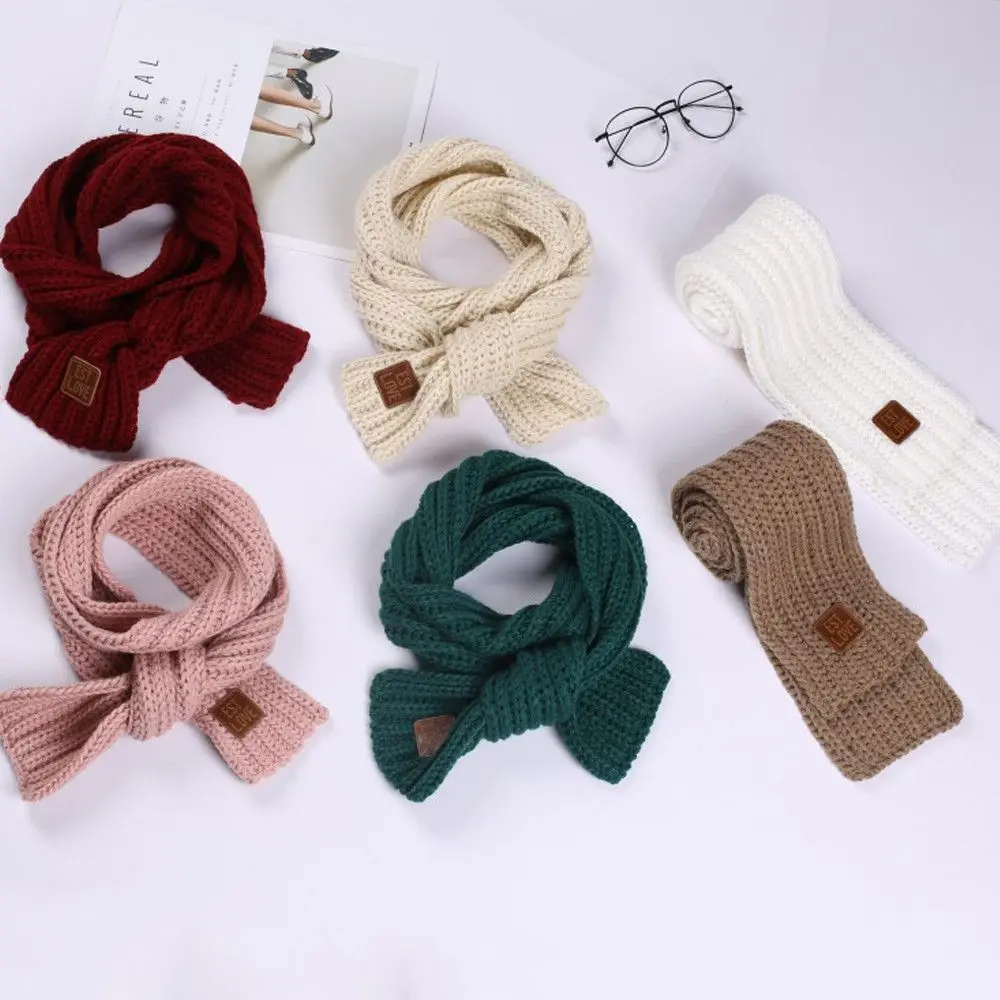 Fashion Warm Kids Scarf Thick Outdoor Neck Warmer Soft Cute Knitted Scarf Baby Boys Girls