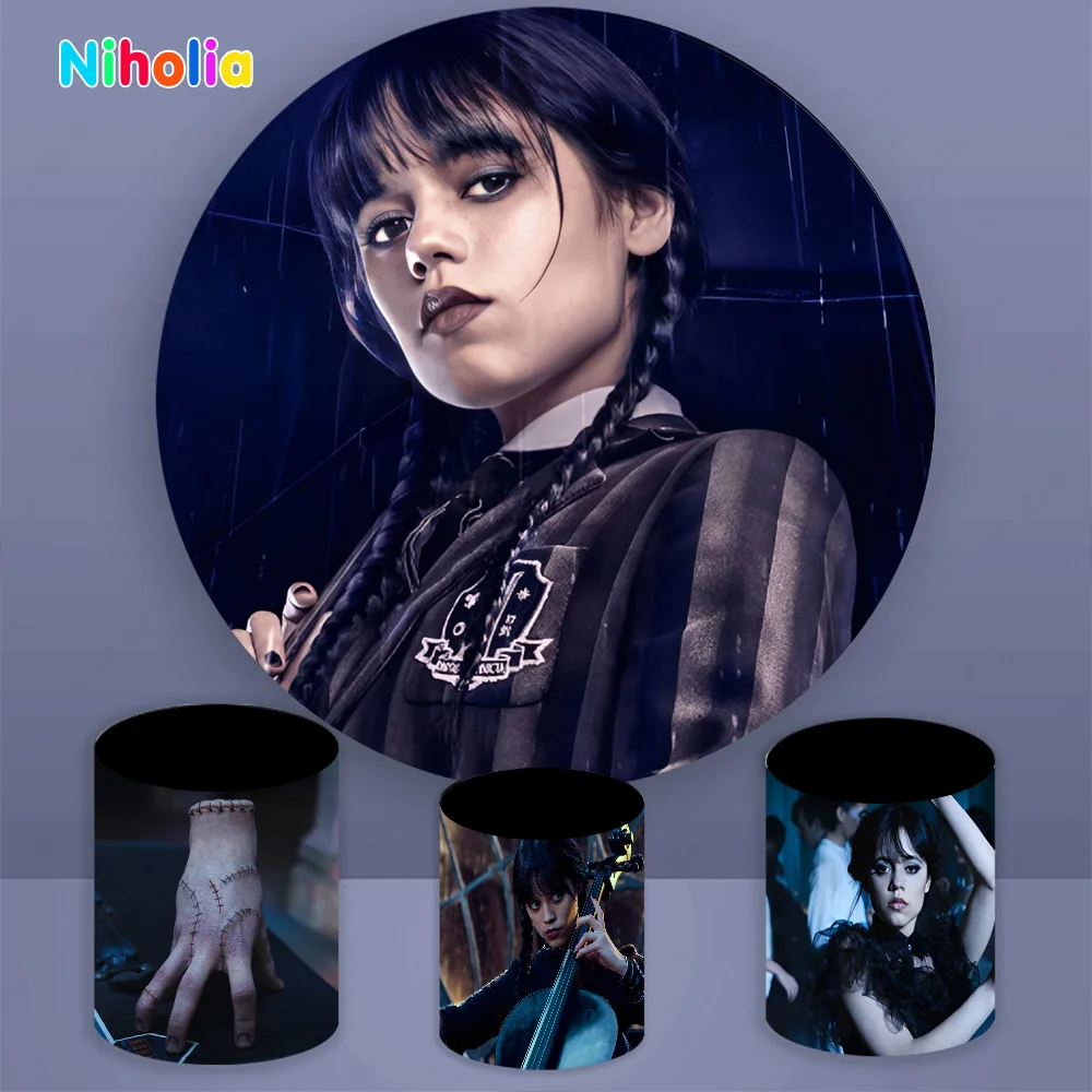 Toile de fond de la série télévisée mercredi Addams pour enfants, fond de  photographie d'anniversaire, affiche en vinyle polyester, accessoires de  photomaton, 7 options - AliExpress