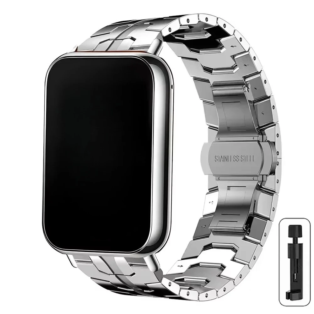 Stainless Steel Metal Band with Butterfly Buckle - Elegant Business Bracelet Strap