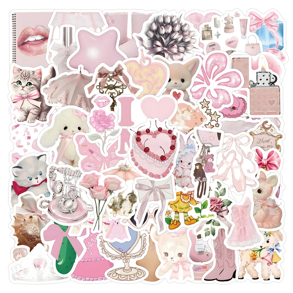 120 Adesivi Estetici Rosa Coquette: PVC Impermeabile Per Laptop, Bottiglie, Kawaii