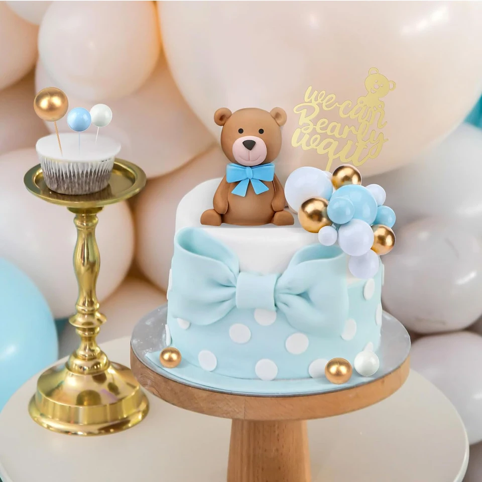 Decorazione Torta Orso Rosa Con Palline - Topper Per Compleanno E Babyshower - Foto 8