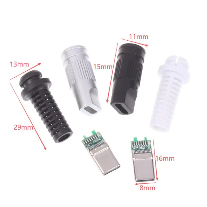 2/5Pcs USB3.1 Type-C Male Plug - 24Pin 5 Solder Joints CC Pad Fast Charging Data Connector For Mobile Phone DIY Repair Accessory