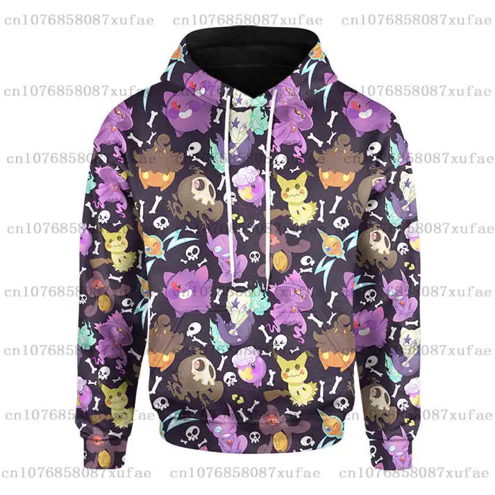 

Толстовка с 3d принтом покемона Пикачу, мужская и женская Повседневная Толстовка Pkm, модная уличная одежда, толстовка на молнии в стиле Харадзюку