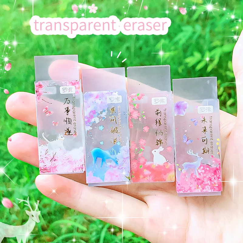 Rubber Transparent Erasers Kawaii Aesthetic Stationery Items School Teacher Gift Office Supplies Classroom Back to School pencil eraser eraser pen plasticine eraser eraser refillable pen biscuit eraser kneadable eraser retractable eraser