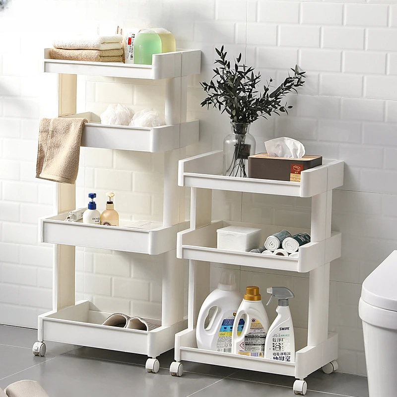 

Bathroom Bathroom Kitchen Storage Rack Movable Pulley Shelves Multi Layered High Capacity Organizer Landed