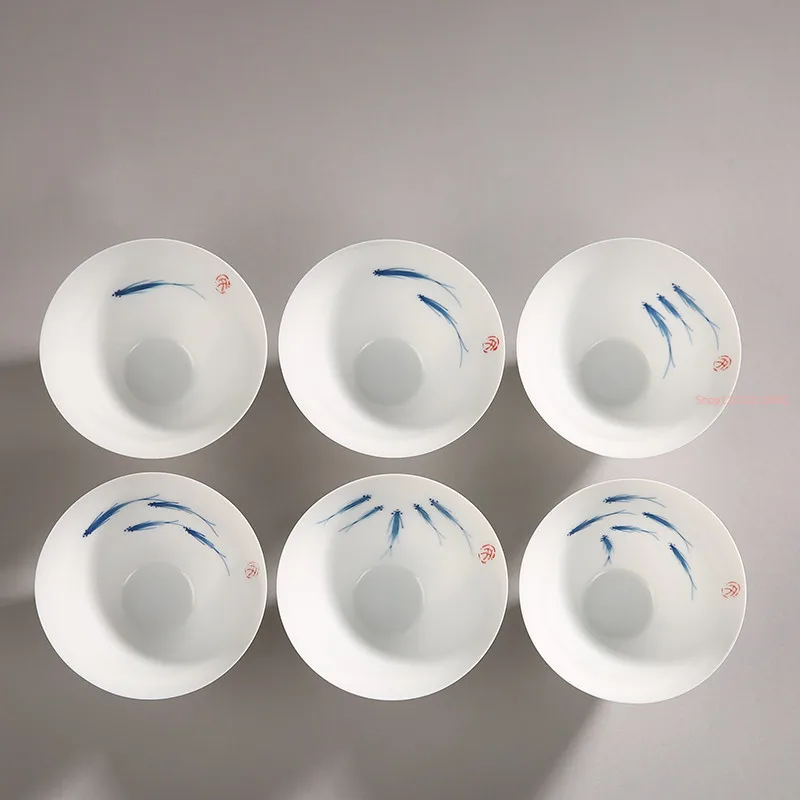 Jingdezhen Ceramic Large Capacity Blue and White Porcelain Tureen Creative Tea Strainer Office Retro Hand-painted Tea Cup