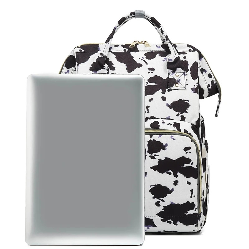 Cow Spots Print Diaper Bag Backpack Maternity Baby Changing Bag Large Capacity Backpacks