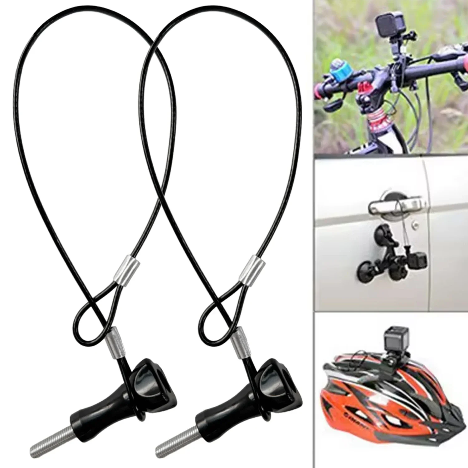 Universal 30CM/60CM Camera Safety Lanyard Ropes for GoPro Hero/Insta360/DJI/SJCAM Anti-Drop Stainless Steel Tether Wire Rope