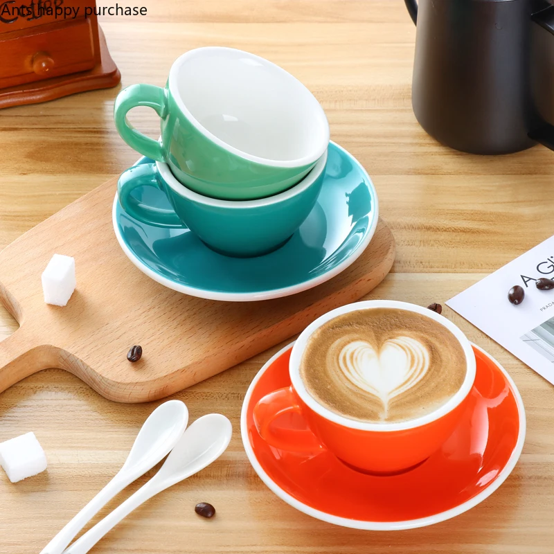 Tasses à café en céramique de haute qualité, ensemble de tasses à Cappuccino  simples de style européen, tasses à lait en fleur