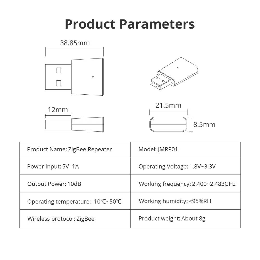 Zigbee 무선 USB 신호 증폭기, 투야 지그비 허브와 작동, 스마트 라이프 앱 제어, USB 지그비 리피터, 지그비 신호 확장