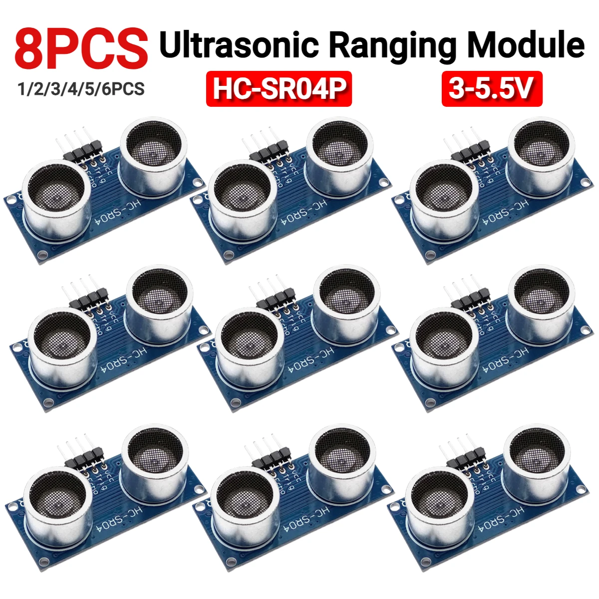 1-8PCS-Ultrasonic-Module-HC-SR04-Distance-Measuring-Transducer-Sensor ...