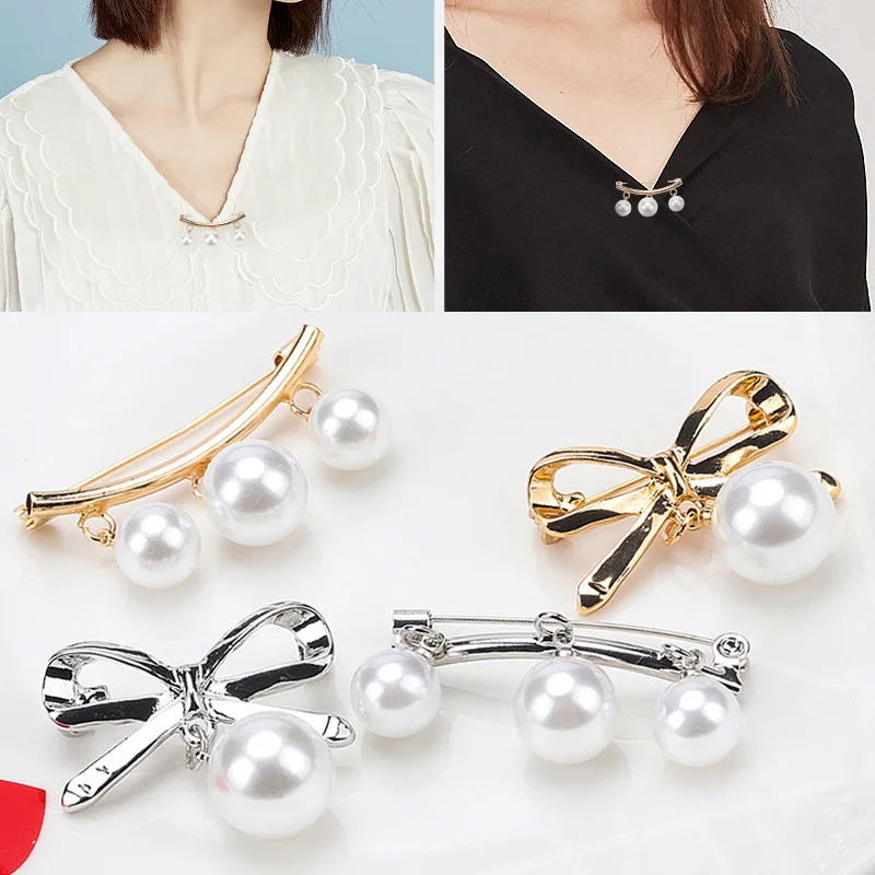 Simple Pearl Brooch Buckle Clothes Fixed Safety Pin Suit Jacket