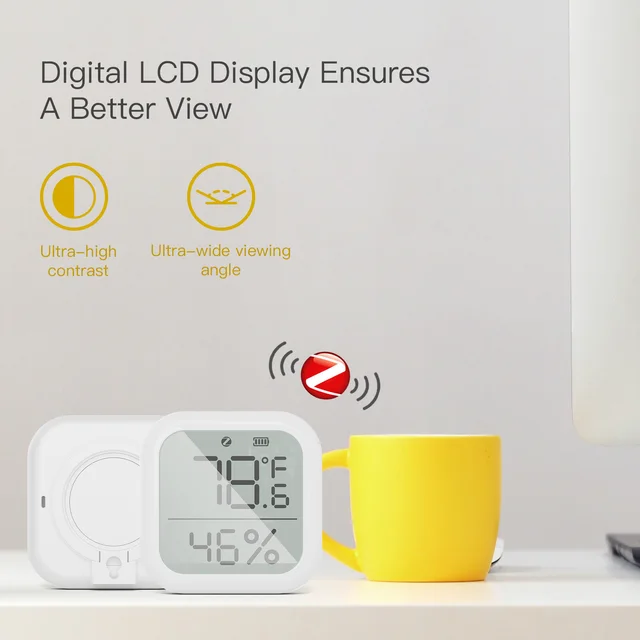 MOES Tuya ZigBee Smart Home Temperature And Humidity Sensor With LED Screen Works With Google Assistant and Tuya Zigbee Hub 2
