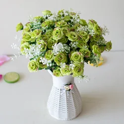 Elegant Artificial Mini Roses Bouquet - Decorative Floral Arrangement (Green)