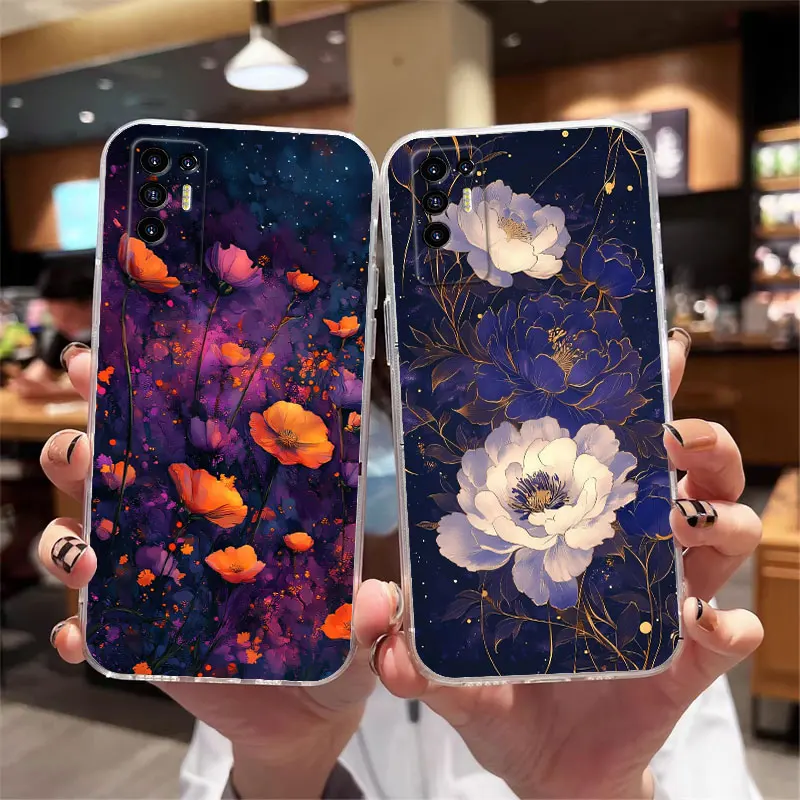 Floral Clear Shockproof Soft Silicone Protective Phone Case Cover