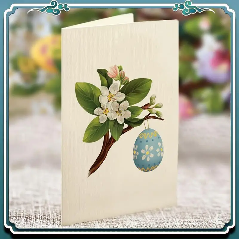 사용하기 쉬운 종이 카드, 부활절 달걀 나무, 실물 크기 영원한 꽃다발 3D 팝업 축하 카드 (빈 노트 카드 포함)