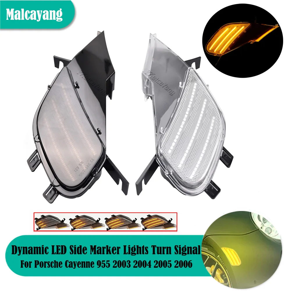 

2 шт., Высококачественные динамические желтые фонари поворота для Porsche Cayenne 955 2003 2004 2005 2006