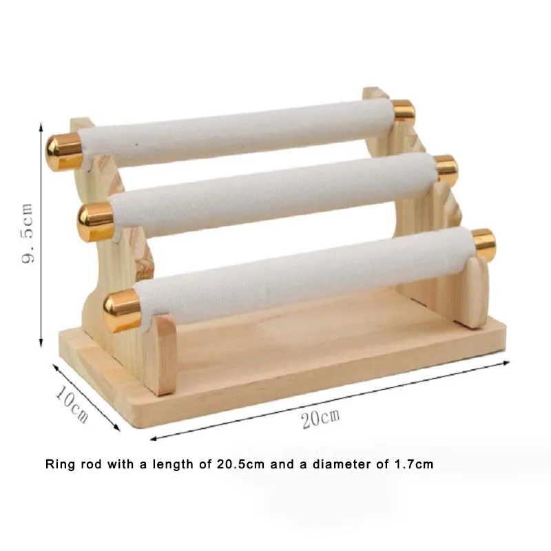 3-Tier Wooden Jewelry Display Stand Ring Holder, T-Bar Jewelry Showcase Display Stand and Organizer