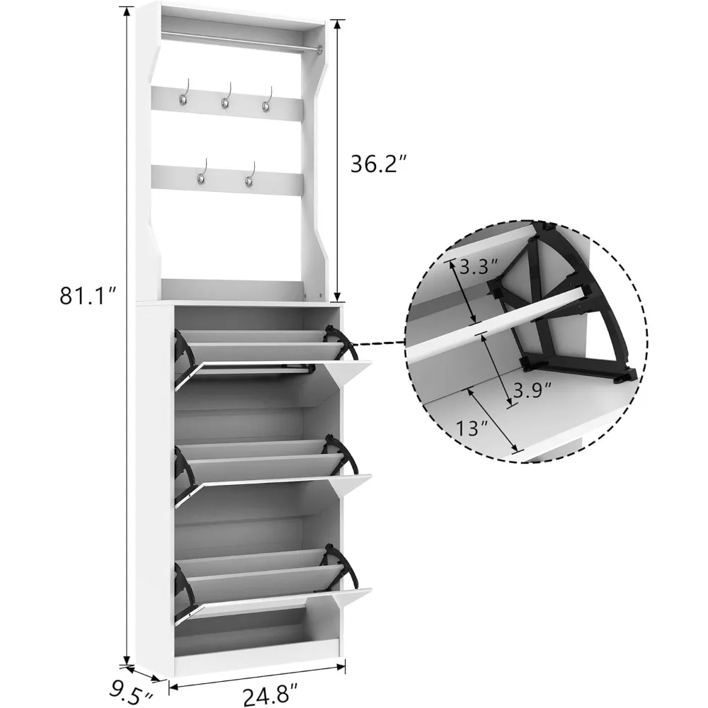 mirror shoe cabinet storage for entryway, mirror shoe rack organizer cabinet with 3 flip drawer, modern shoe storage cabinet wit