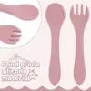 1Set Baby Silicone Fork Spoon Set Silicone Handle Children BPA Free Silicone Feeding Fork Spoon Set Christmas Gift Birthday Gift 3