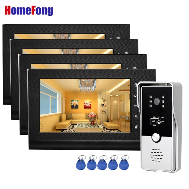 Homefong 7 Inch RFID Home Intercom Video Door Phone Doorbell with Camera Door Access Control Multiple Monitors Unlock Gate 1