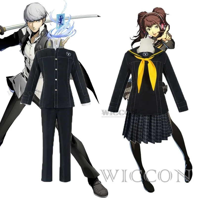 

Anime Shin Megami Tensei Persona 4 Kujikawa Rise Yasogami Yu Narukami Cosplay Costume Adult School Uniform Suit Halloween JK DK