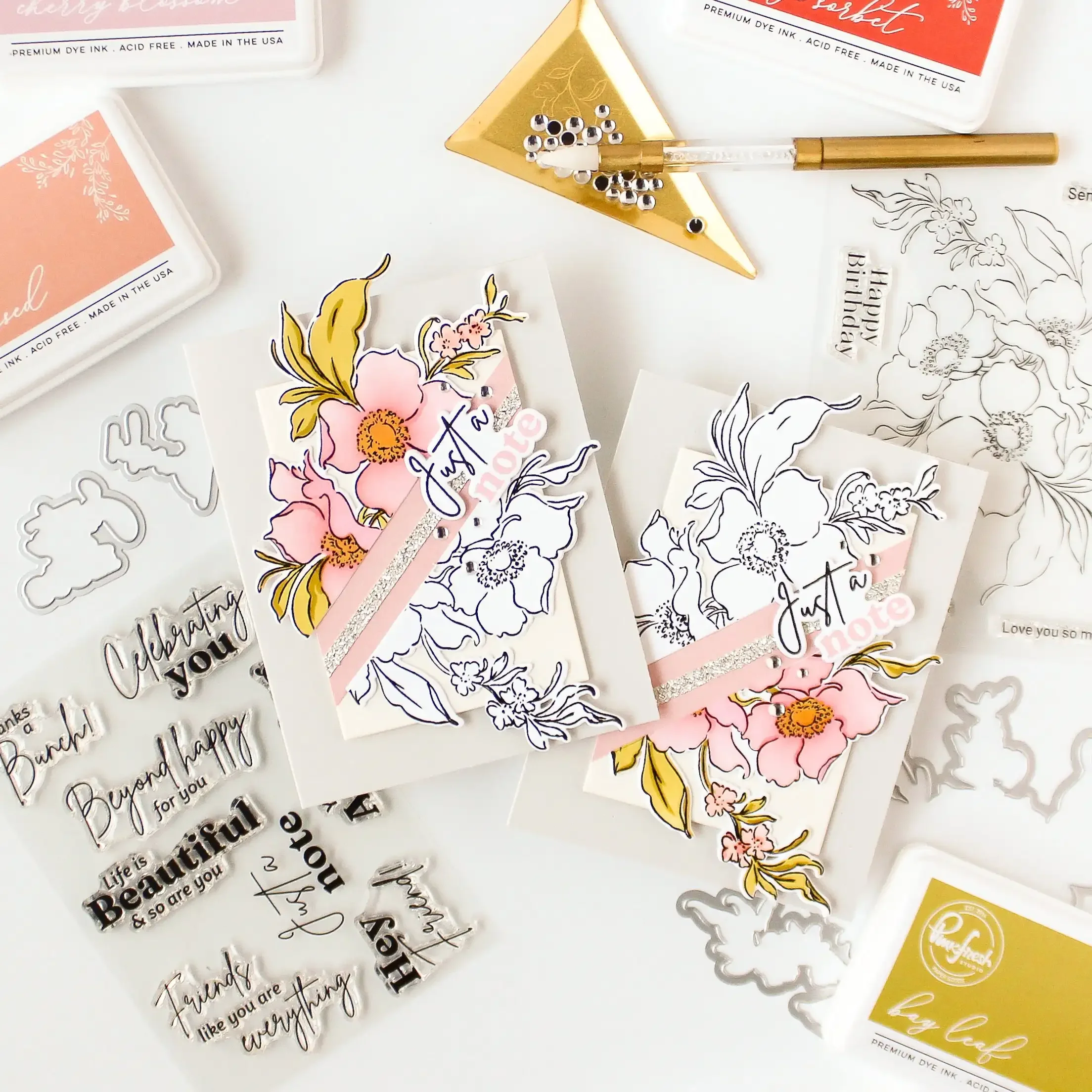 Pink Cutting Dies & Stamps & Stencil Scrapbook Diary Decoration Stencil Embossing Template DIY Greeting Card Fresh Studio 2023