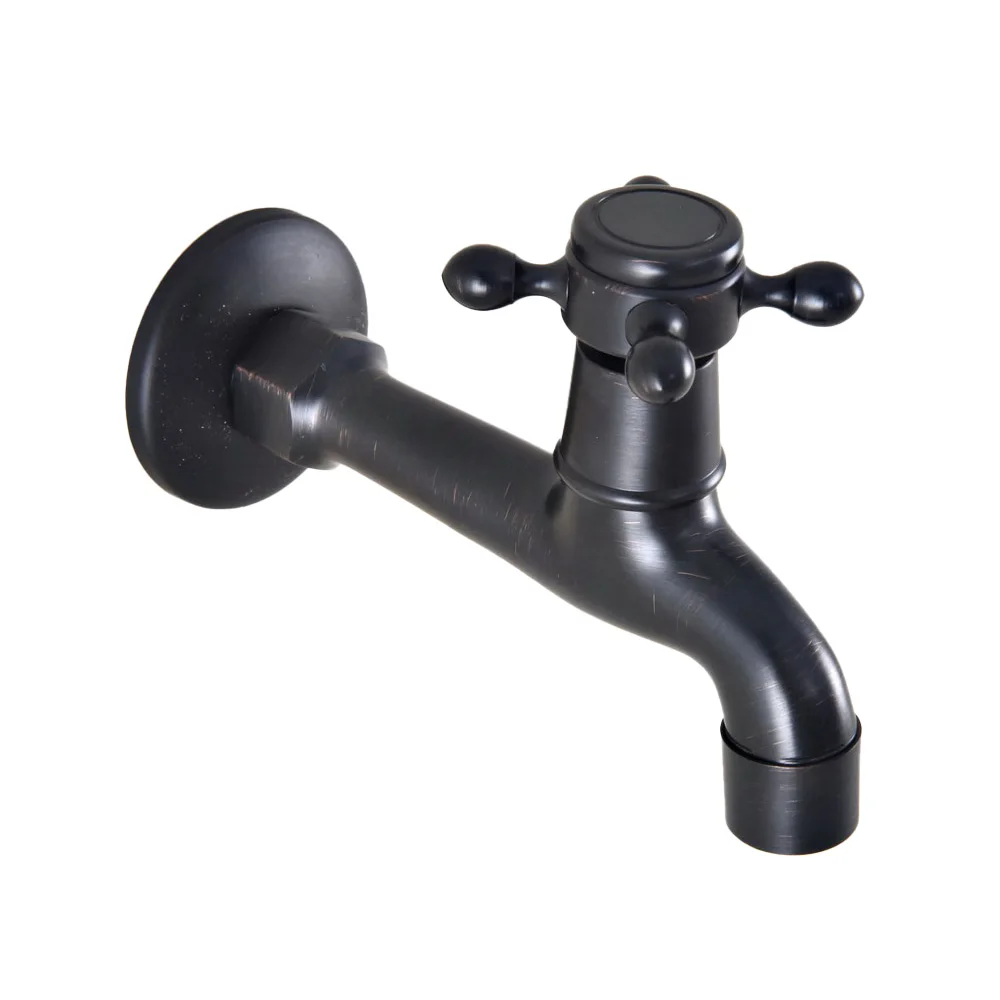 Black Oil Rubbed Brass Cross Handle Wall Mount Mop Pool Water Tap Faucet Single Handle Cold Water Faucet zav346 water tap faucet