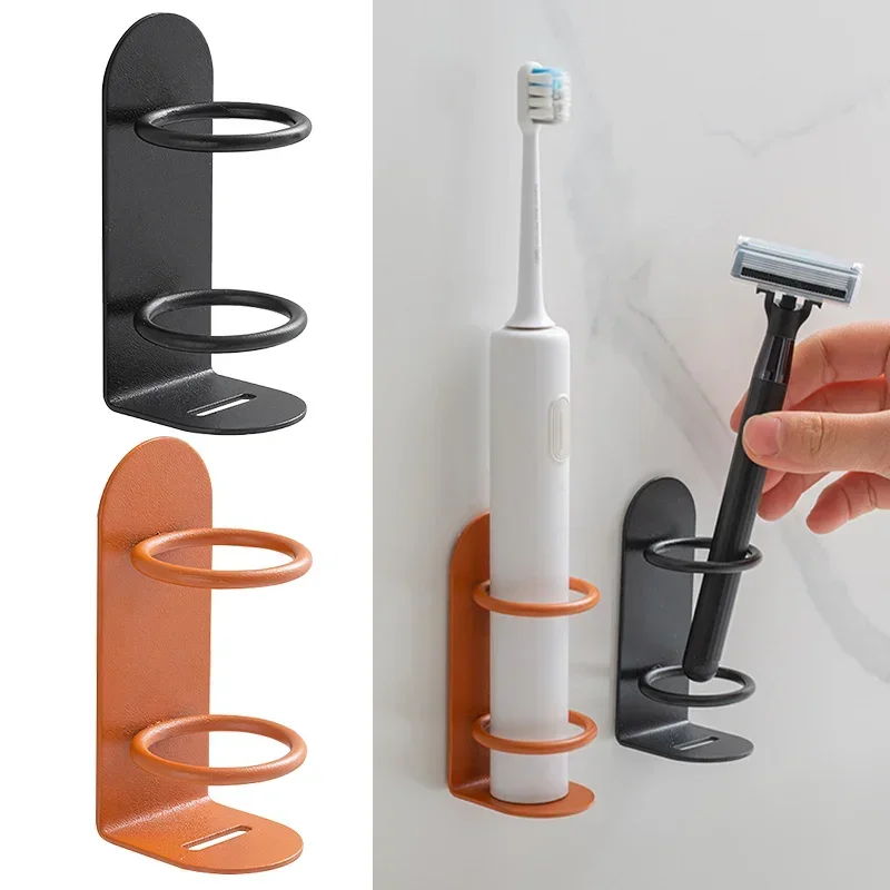 Wall-Mounted Electric Toothbrush Holder Metal Tooth Brush Holder Razor Storage Shelf Space Saving Bathroom Accessories