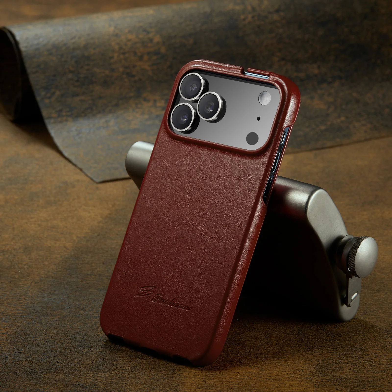 Retro Leather Vertical Flip Shockproof Hard Back Phone Case Cover