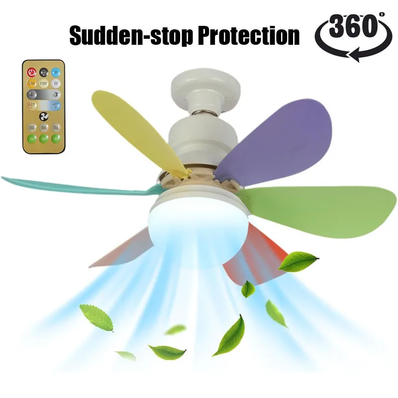 

LED Ceiling Fan Lamp E27 With Remote Control Safety Removable Fan Blades Fan Light Silence For Room Home Lighting