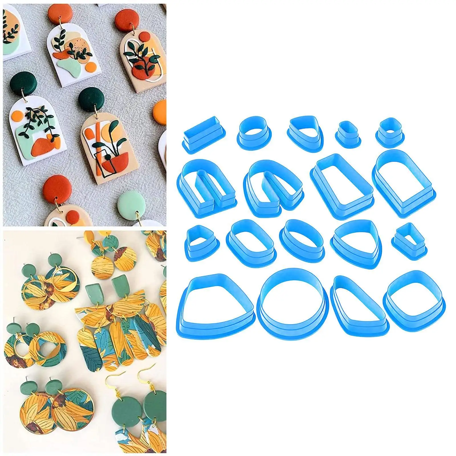 Plastic Polymer Clay Cutters Earring Making Kit Shapes Kids Molds