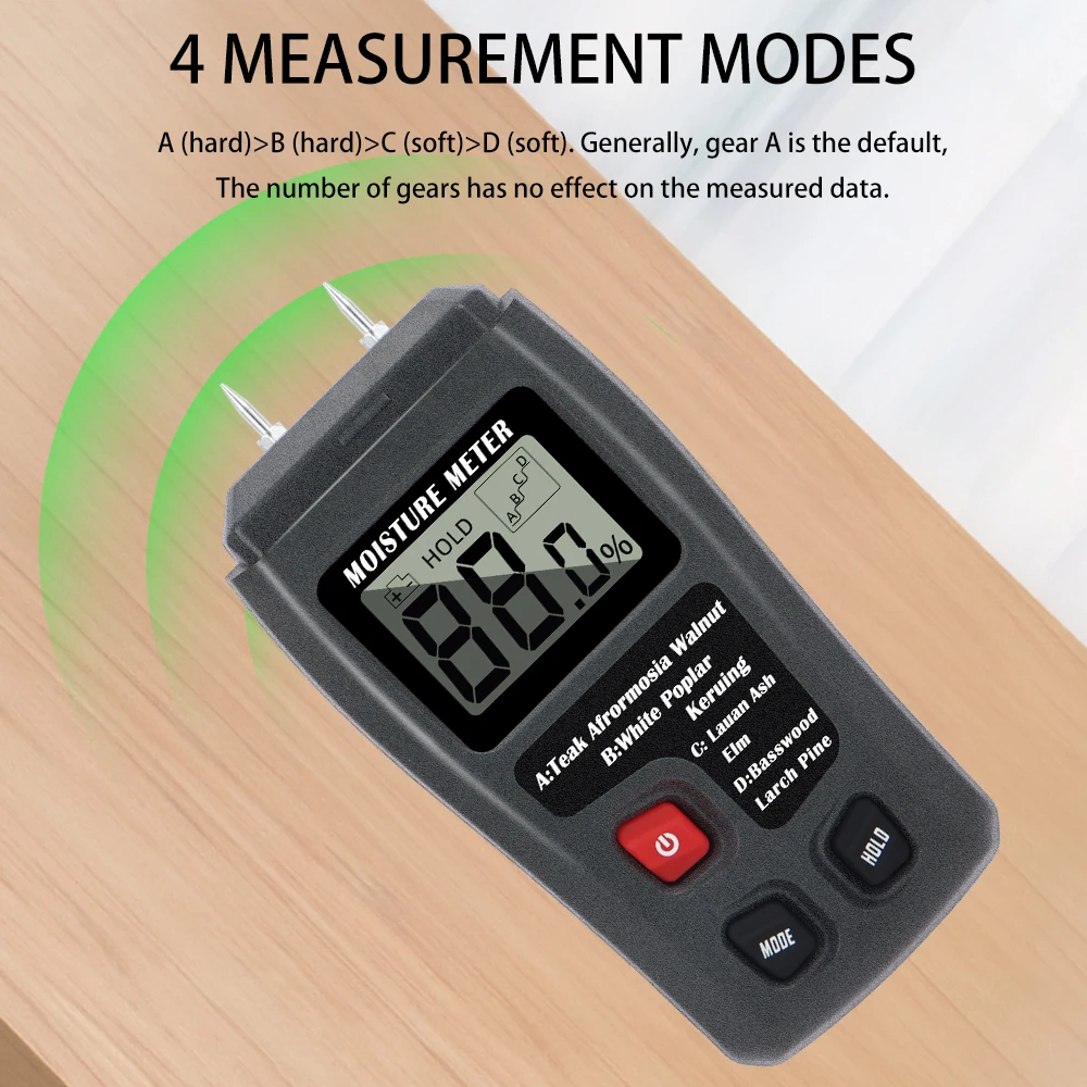 Portable Wood Moisture Meter 0-99.9% Humidity Content Tester Two Pins Digital Hygrometer Moisture Analyzer for Wood Timber Damp Portable Wood Moisture Meter 0-99.9% Humidity Content Tester Two Pins Digital Hygrometer Moisture Analyzer for Wood Timber Damp