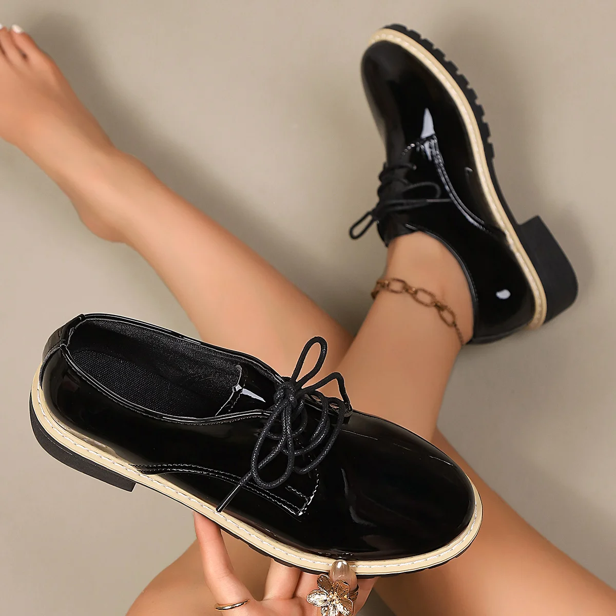 Fashionable New Comfortable Wear-resistant Thick Heel Women's Shoes Elegant and Sexy Spring Autumn Lace Up Casual Single Shoes