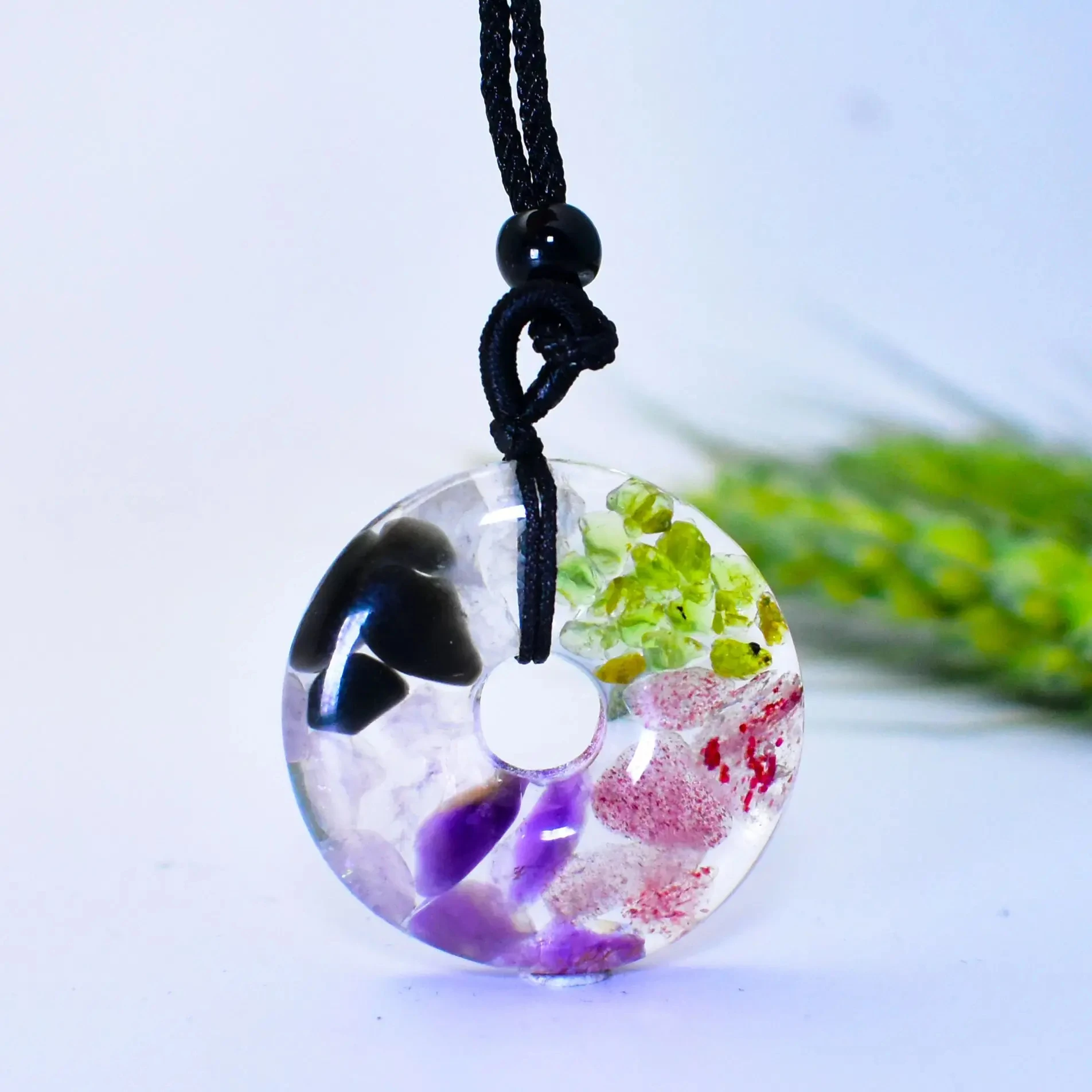 Natural crystal Orgonite Seven Chakra Necklace Pendant Safe buckle necklace pendant jewelry gift 3