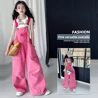 Spring Thin Denim Overalls Girl's Outfit Set Pink Overall Children's Clothing Kids' Spring New Style Jeans Overalls Toddler Girl