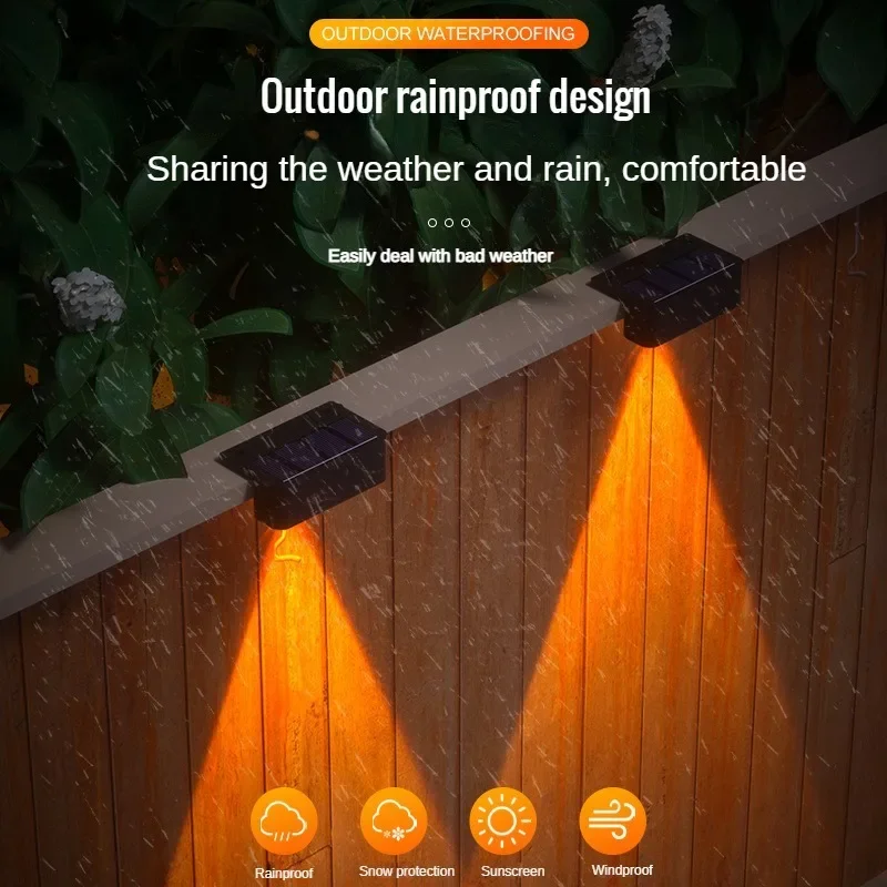 1/2/4Pcs Solar Wall Lamp Outdoor Waterproof Powered Light UP and Down Illuminate Home Garden Yard Decoration Outside Christmas