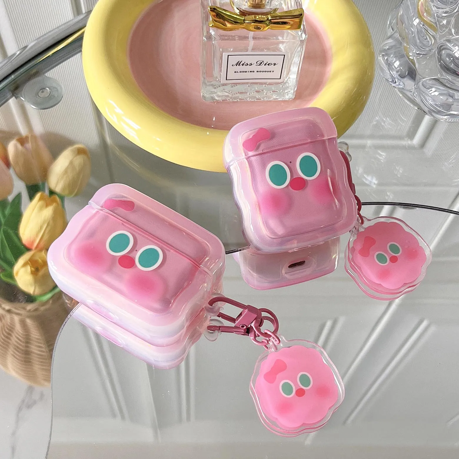 

Pink Cartoon Funny Pendant Earphone Case for AirPods 1 2 3 Pro Air Pods Pro2 Wireless Bluetooth Charging Box Cute Cover