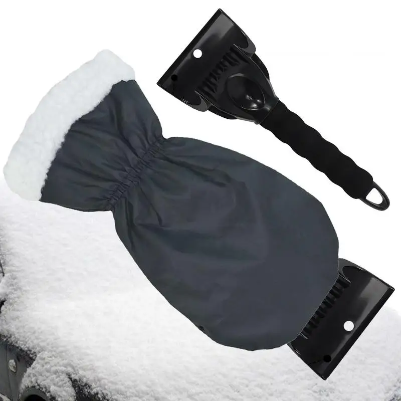 For Home Use Car Ice Scraper Windshield Scraper With Gloves Automobile Window Snow Removal Shovel Waterproof Warm Mittens For