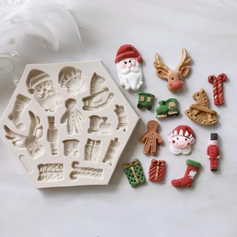 

Christmas Series Silicone Mold Kitchen DIY Elk Snowman Santa Claus Bells Cake Baking Decoration Dessert Fondant Chocolate Molds