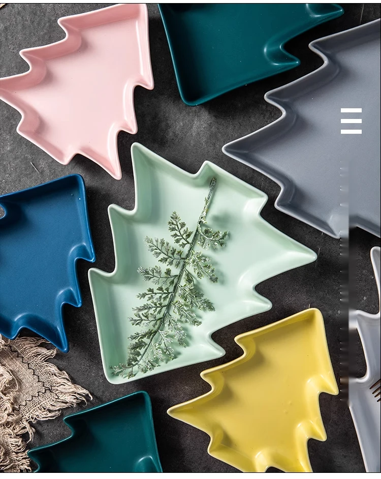 Christmas tree plate Nordic shaped small luxury matte glazed plate Breakfast tableware Western food plate Creative_voghion.com