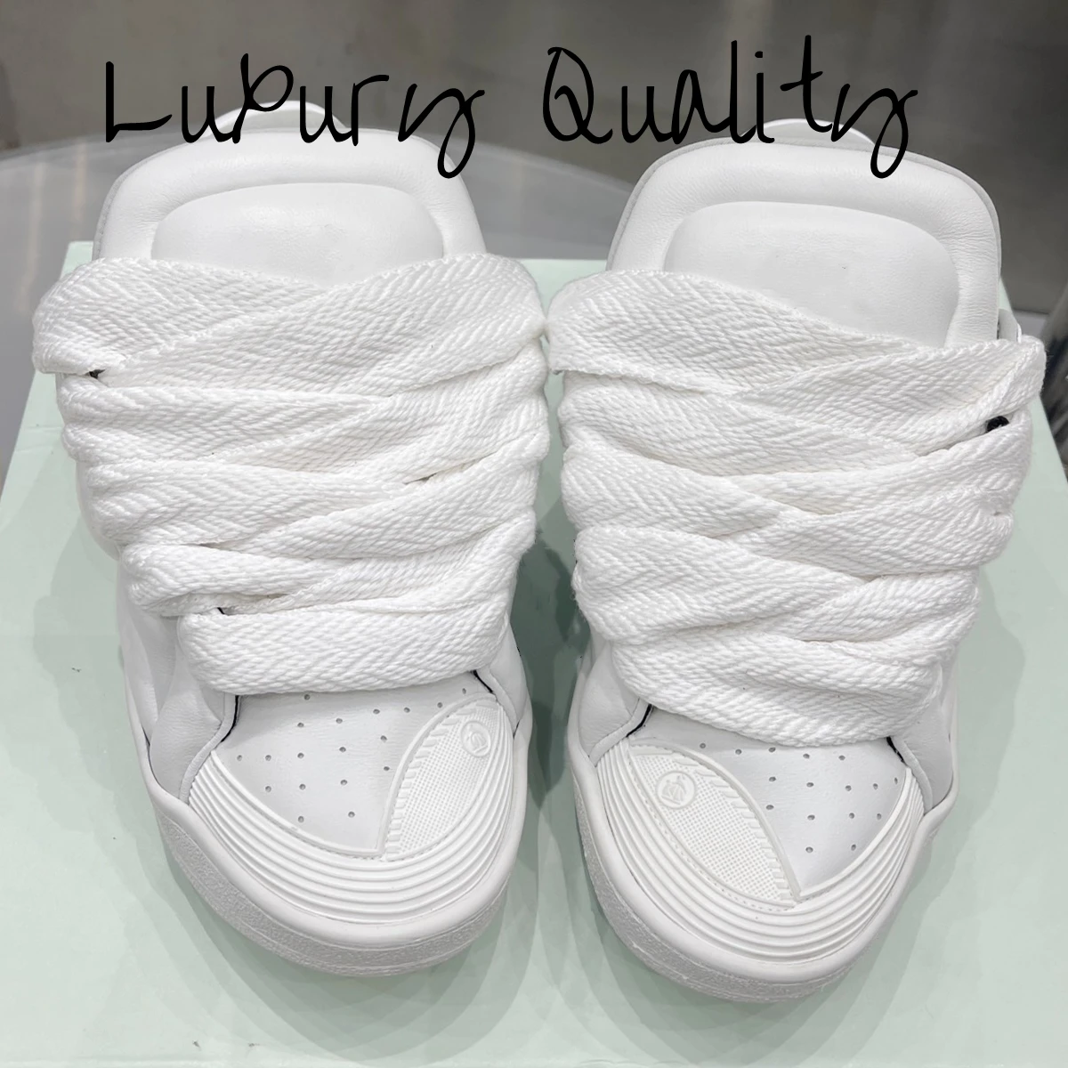 New Men's Women's Sports shoes Thick Tongue Design Solid Color Leather Upper Hip-hop Casual Shoes